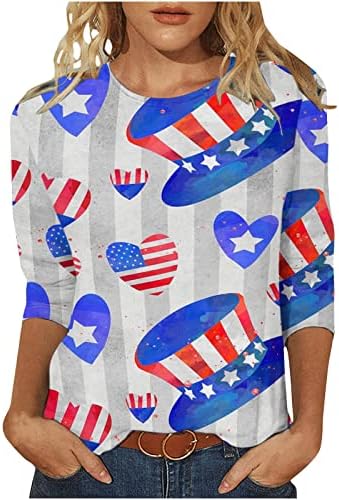 3/4 manga 2023 Cotton American Flag Graphic Lounge Capri Top camise
