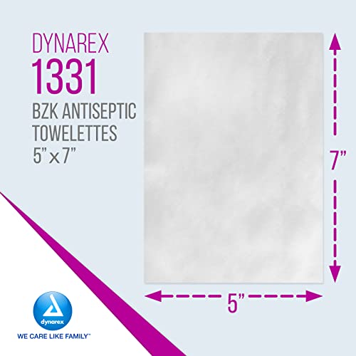 Toalhetas anti -sépticas dynarex bzk - 5 x7 lenços higienizados de manuseio ou lenços de primeiros socorros, 1 caso de 1000 e bandagens