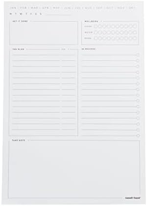 Russell+Hazel Desktop Daily Pad, material de escritório, planejador diário sem data, 7 '' x 10 '', 80 folhas, branco