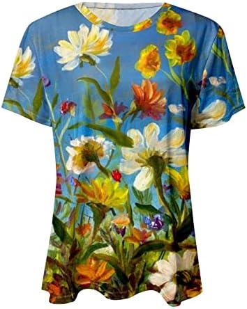 Tops de verão femininos Van Gogh Pintura impressa T-shirt Pintura floral camisetas gráficas de pintura a óleo