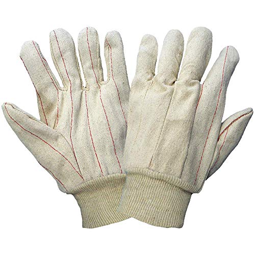 Global Luve C18DP Cotton Labed Luve Double Palm Glove, Trabalho, Grande, Natural