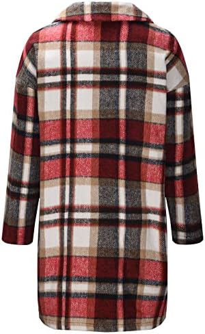 Mrgiinri feminino 2022 casaco de inverno quente jackets de blazer com estampa xadrez da moda Button Down Collar Puffer Shacket