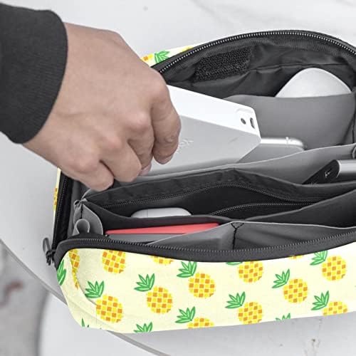 Bolsa de maquiagem amarela de abacaxi para bolsa de viagens portáteis de viagens portáteis para saco de beleza de higiene pessoal