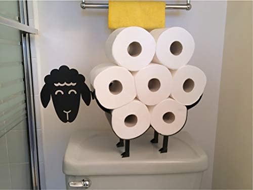 Portador de papel de papel higiênico de ovelha preto Acessórios para decoração do piso do banheiro | Melhor ideia de presentes -