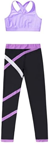 Yeahdor Kids Girls 2 PCs Sport Roupet Crop Top com leggings Conjunto de ginástica Dantics Athletic Roupfits