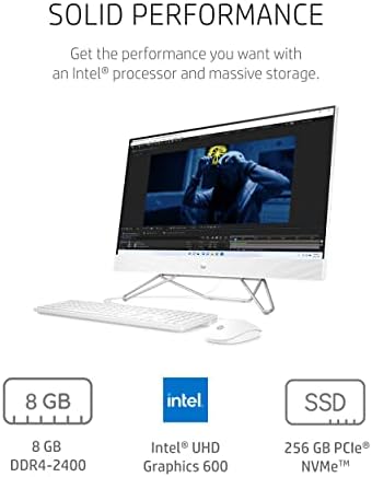 HP 24-CB0010 23,8 ”PC para desktop All-in-One FHD, Intel Celeron Processor J4025, 8 GB de RAM, 256 GB SSD, Webcam, WiFi,