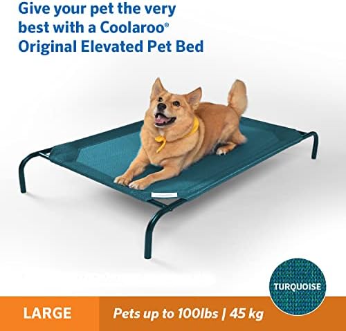 Coolaroo A cama de cachorro elevada de resfriamento original, interna e externa, grande, turquesa