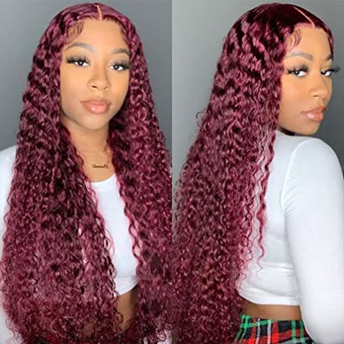 Apomedite Borgonha renda frontal perucas de cabelo humano para mulheres negras 99J Red Wave Deep Deep 13x4 HD Lace Frontal