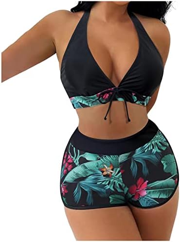 Moda feminina de cintura alta lacar boxer up retchwork swimsuits biquíni sexy impressão havaiana fatos de banho