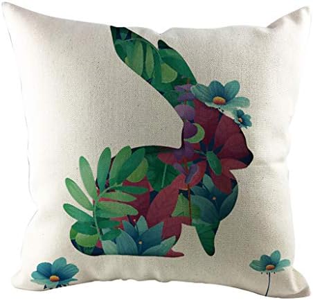Jflyou Easter Rabbit com capas de travesseiro de decoração de ovo, ilustração de gravura de coelhinho de Páscoa