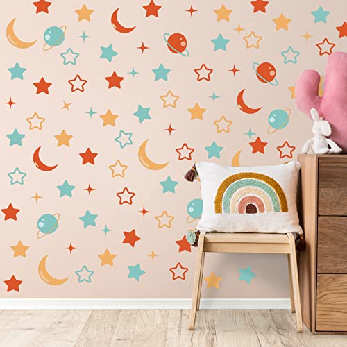 Adesivos de estrela Planetas de lua adesivos de parede 184pcs decalque de parede decoração de sala removível decoração de parede