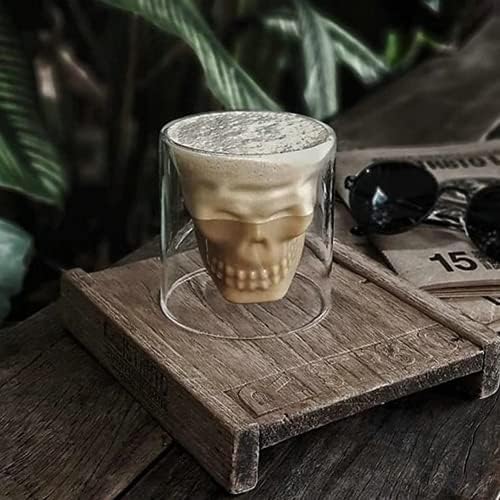 Tenbroman Creative Skull Wine Glass Caneca Transparente Copo Latte Coffee Whisky Vodka Copo de vidro para casa de bar 2pcs