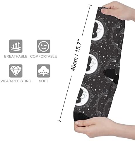 Lua boêmia e estrelas meias coloridas esportes meias altas meias de tubo para adolescentes adultos