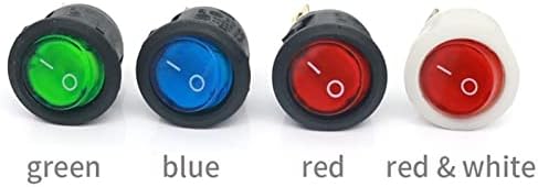 NASHO Rocker Switch 10pcs On / Off Rocker Switch LED LED iluminado Mini preto branco azul azul 10A 250V / 6A 125V