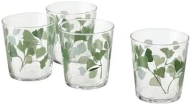 Ikea ikea serve copos para suco de café da manhã e bebidas frias, tamanho 9 cms folhas estampadas/verde 30 cl pacote de
