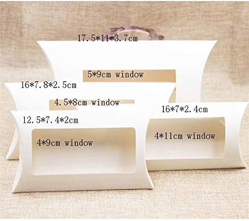 AOSUAI 10PC 16 * 7 * 2,4cm Caixa de travesseiro marrom/branca/preta de papelão com PVC transparente para proucts/presentes/favores/embalagem