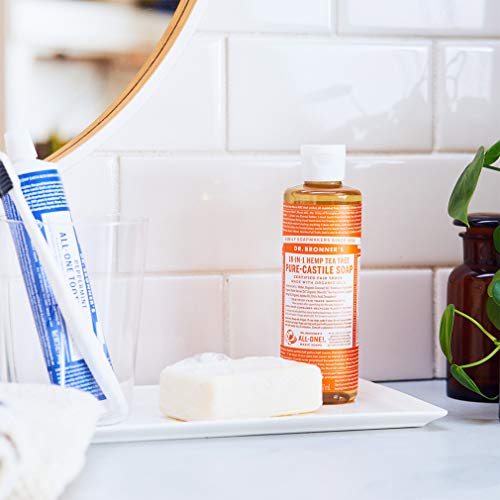Dr. Bronner's-sabão líquido puro-cáteis-feito com óleos orgânicos, utilidades 18 em 1: pele propensa a acne, caspa, lavanderia,