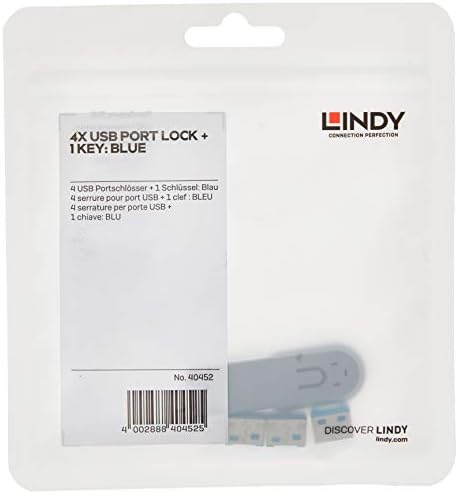 Lindy USB Port Blocker - pacote de 4, azul