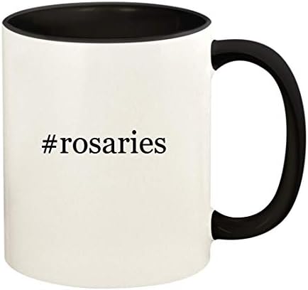 Presentes de Knick Knack ROSários - 11oz Hashtag Ceramic Colored Handle and Inside Coffee Cup Cup, preto