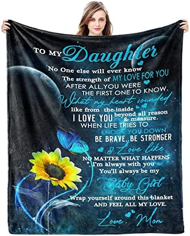 Presente para minha filha cobertor da mamãe como presente de aniversário eu te amo carta para ela, lã de flanela de flanela ultran soft