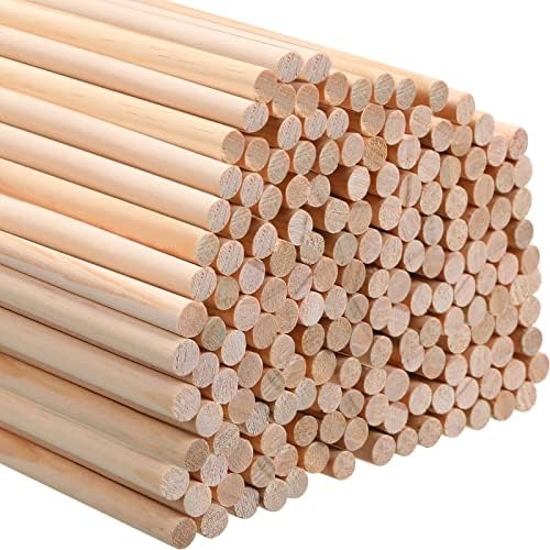 100 PCs bastões de madeira de bola de madeira para artesanato 3/8 x 12 polegadas de madeira hastes inacabadas de madeira inacabada