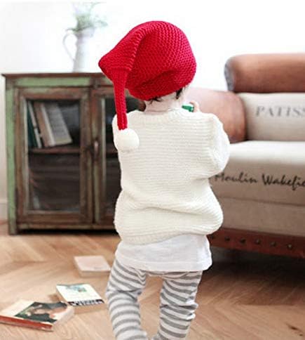Kids Knit Beanie Bap Warm de cauda longa Pom-Pom Chapéu de Natal para meninos meninas