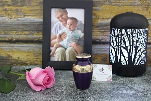 Urna de lembrança roxa - pequena cremação urna para cinzas com caixa premium e bolsa - pequena urna memorial - honre seu ente
