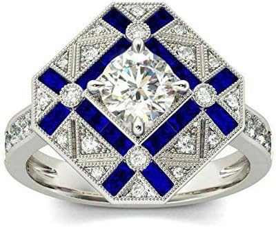 Joy Jewelry Art Deco White Sapphire Gemstone Wedding noivado 925 Silver Ring SZ 6-10