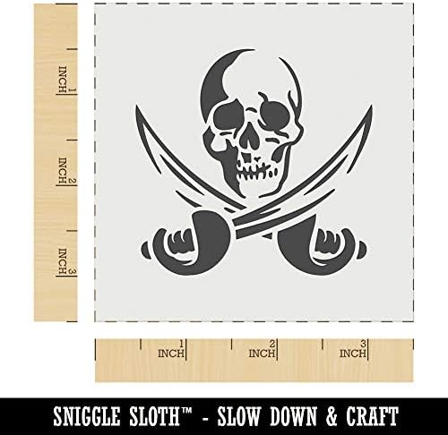 Pirata Skull and Swords Jolly Roger Wall Cookie Diy Craft Stencil reutilizável - 3,5 polegadas