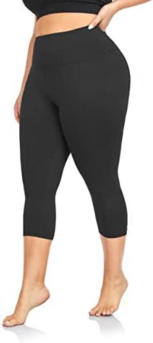 FullSoft plus size capri leggings para mulheres com coragem x-Large-4x Controle de alta cintura Spandex Spandex calças