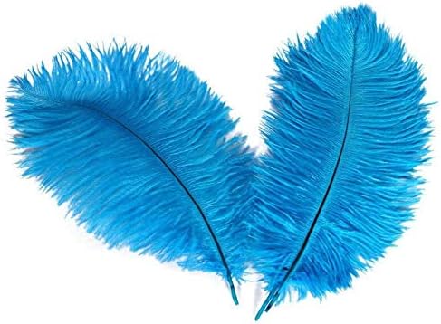 ZAMIHALAA 10-200PCS/LOTE LAKE Blue Avestruz Feather 15-70cm Penas de jóias DIY para fabricação de artesanato e peças de decoração Plumas-40-45cm