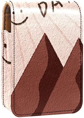 Caixa de batom de Oryuekan com espelho bolsa de maquiagem portátil fofa bolsa cosmética, montanhas simples de pintura