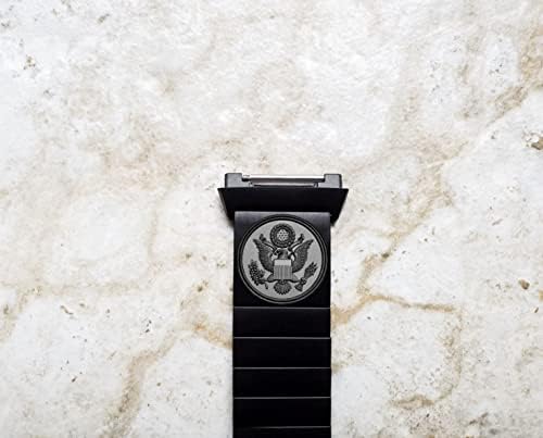 Nickston Graved Band Strap compatível com Fitbit Ionic Smartwatches Black Stainless Aço Saltela B-AS1