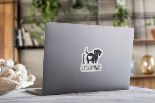 2 pacote de decalque Dachshund adesivo- eu amo meu dachshund- cão de gorja fofo 4,5 polegadas vinil para parede de laptop de caminhão