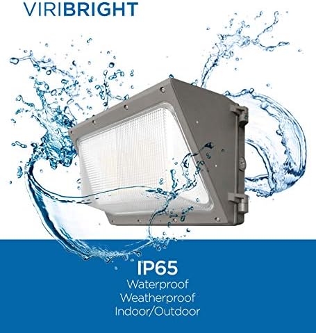 Viribright 581935 Pacote de parede LED, 50W, 6.849 lúmens, iluminação externa comercial e industrial, 5000K, IP65