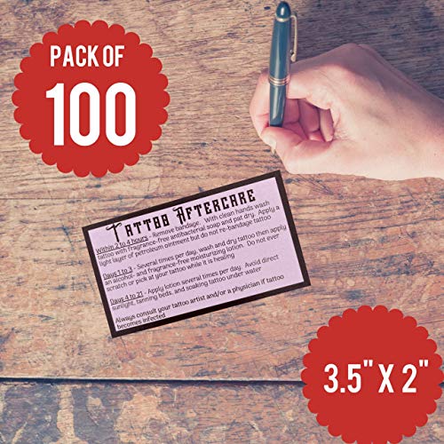 100 instruções de pós -tratamento de tatuagem rosa cartões de visita após suprimentos de tatuagem com tinta