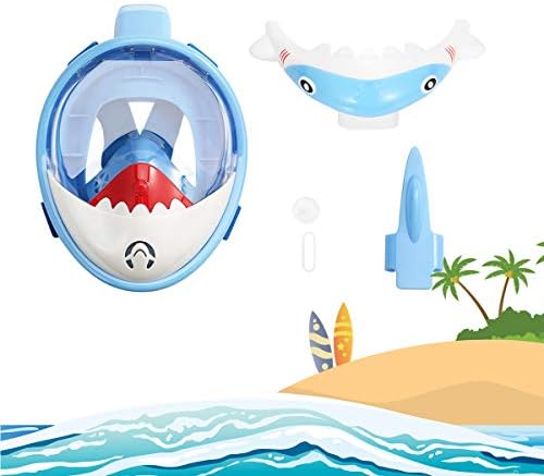 Máscara de snorkel de dcyso crianças de rosto completo - 2020 Shark Sharp Snorkeling Mask for Kid HD Seaview Anti NOEG