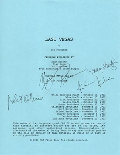 Morgan Freeman, Robert Deniro, Kevin Kline, Mary Steenburgen, elenco assinado Autograph - Last Vegas Full Movie Script