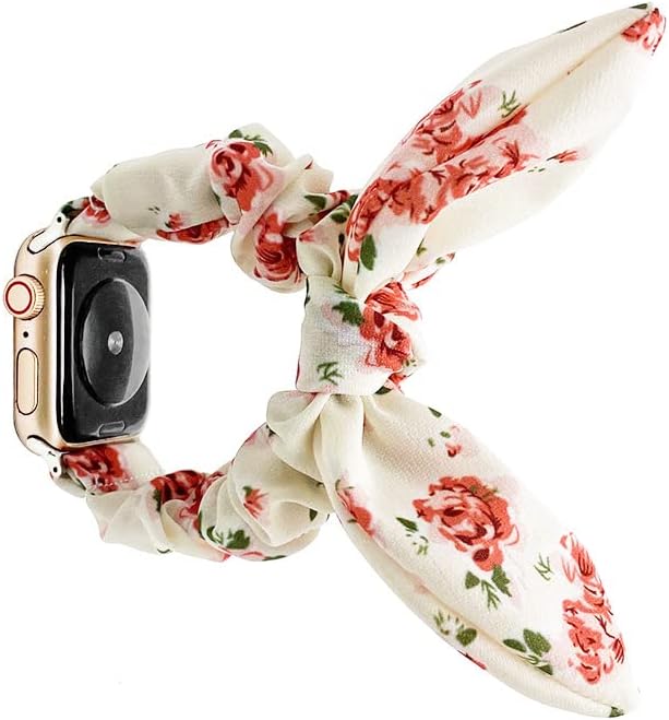 SUIME FICK Scrunchie Apple Watch Band Butterfly Bow for Women/Girls, compatível com a série Apple Watch Se/6/5/4/3/2/1, 42mm/44mm/45mm