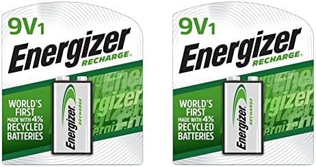 Baterias Energizer 9V, baterias recarregáveis ​​de 9 volts pré-carregadas, pacote de 2