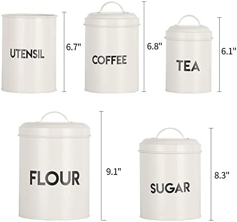 Conjunto de vasilhas de cozinha de 5, café, farinha, chá, vasilha de açúcar e organizador de utensílios