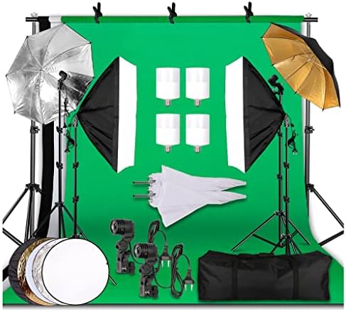 N/A 2,6x3m Fotografia Refletor Iluminação Kit Photo Background Muslin Cenário Softbox Umbrella Light Stand para estúdio de