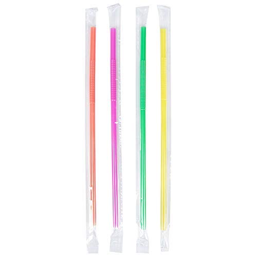 Perladeiras de plástico, canudos flexíveis e longos e coloridos, canudos de bebida em embrulho individualmente 200