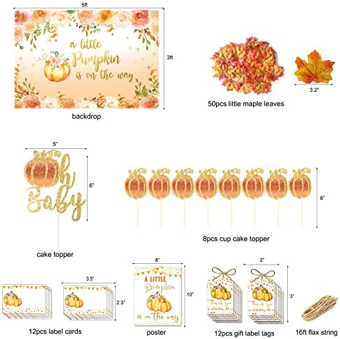 Pequenas decorações de chá de bebê de abóbora, pequenas decorações de festas de abóbora para o outono rústico de outono