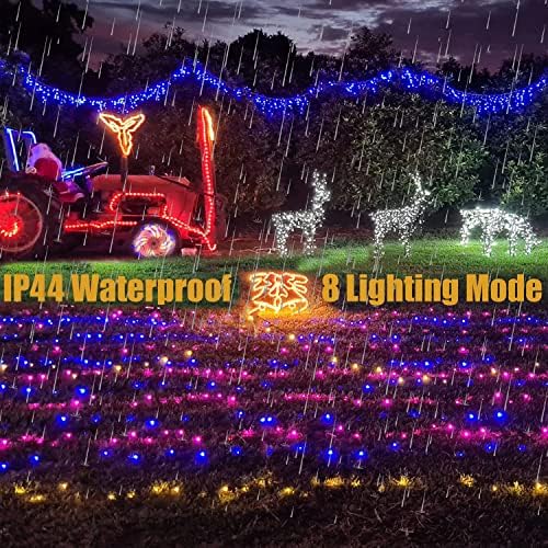 Hawisphy 108 pés de Natal Luzes de cordas ao ar livre, 300 luzes brancas lideradas com luzes brancas com remoto, 8 modos