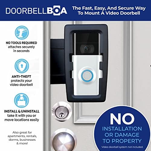 Doorbellboa Anti-roubo de video da porta da porta da porta, sem ferramentas ou instalação, monta com segurança em segundos, compatível