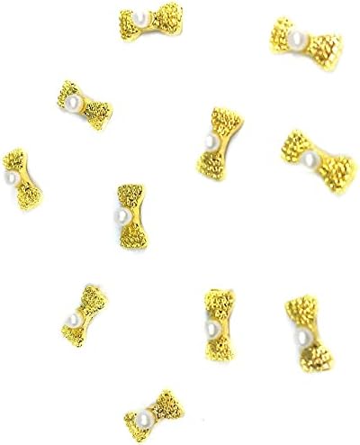 Pérola de pérola japonesa Rhinestones 10pcs Manicure Crystal Bowknot Lhloy Metal para Decorações de unhas DIY TIPS ACESSORIA