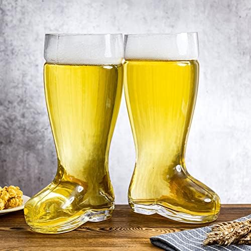 Mygift 2 litros Das Boot Style Beer Glasses Large alemão Stein para Oktoberfest tema, conjunto de 2