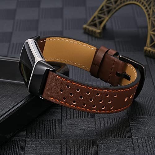 Doweiss Leather Bands Compatível para Fit Bit Charge 5, Luxury Premium Leather Substituiy Wrist Straps Design para cobrança 5