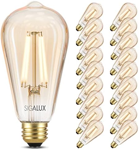 Bulbos Sigalux Edison, lâmpada E26 LED ST19 Filamento Amber Lâmpadas vintage de 60 watts, 700lm 2700k, branco macio, branco